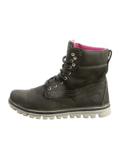Pre-owned Timberland Suede Lace-up Boots In Black