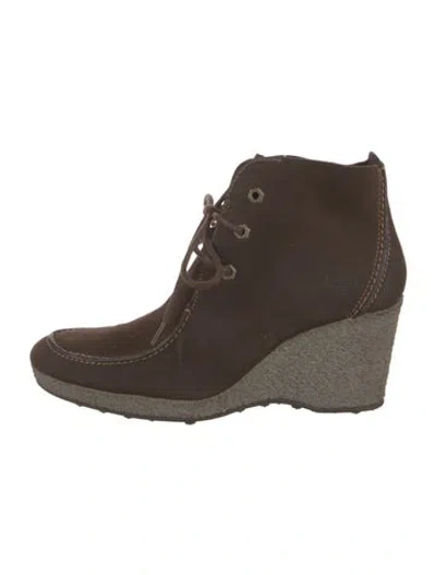 Pre-owned Timberland Suede Lace-up Boots In Brown