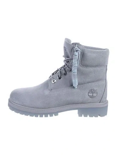 Pre-owned Timberland Suede Lace-up Boots In Grey/silver