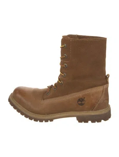 Pre-owned Timberland Suede Lace-up Boots In Orange