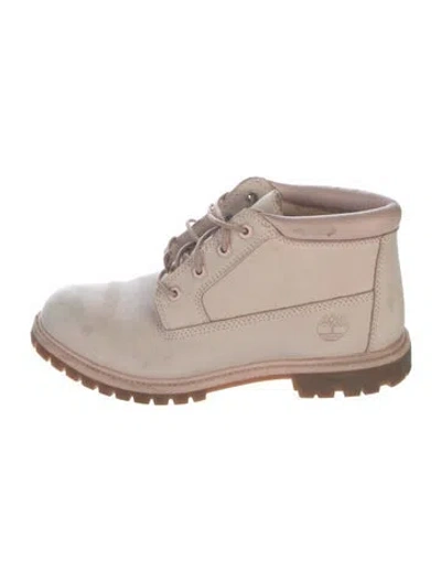 Pre-owned Timberland Suede Lace-up Boots In Pink