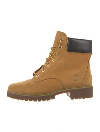 Pre-owned Timberland Suede Leather Trim Embellishment Boots In Brown