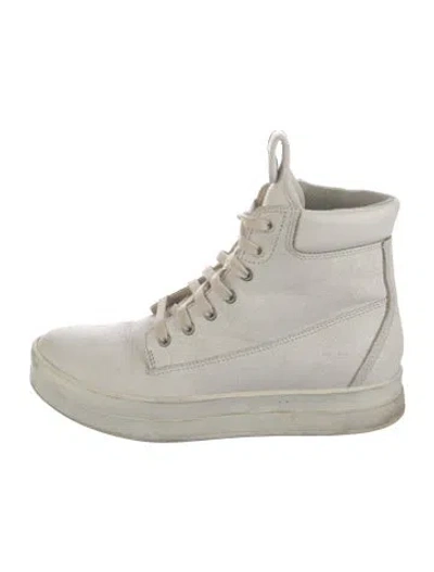 Pre-owned Timberland Suede Printed Lace-up Boots In White