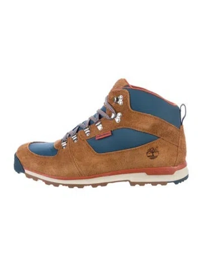 Pre-owned Timberland Suede Sneakers In Blue/brown/orange