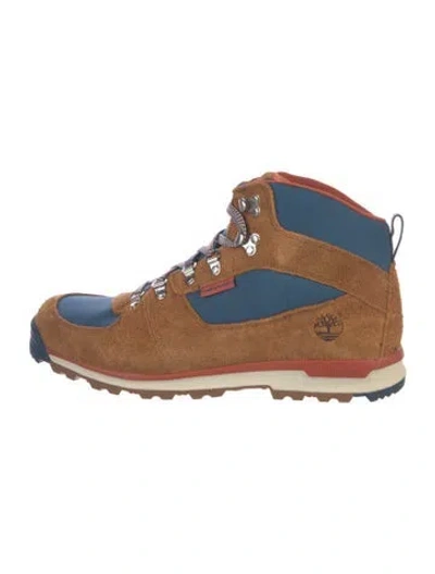 Pre-owned Timberland Suede Sneakers In Blue/brown/orange