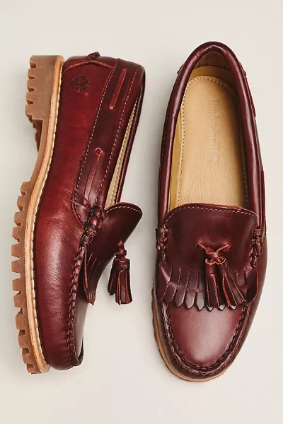 Timberland Tassel Lug Sole Loafers In Burgundy