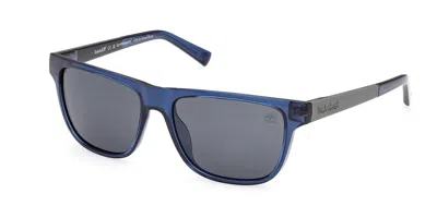 Timberland Tb00069 Polarized 90d Men's Sunglasses Blue Size 56 In Transparent Blue