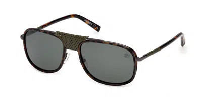 Timberland Tb00091 Polarized 52r Men's Sunglasses Tortoiseshell Size 58 In Black