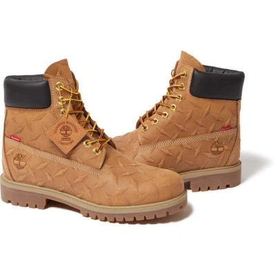 Pre-owned Timberland Tb0a6dd4231 Supreme  Diamond Plate 6inch Premium Waterproof Boot Wheat In Beige
