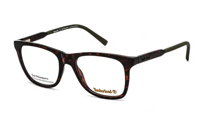 Timberland Tb1723 Tortoiseshell Rectangular Eyeglasses In Brown