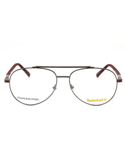 Timberland Tb50050 Eyeglasses In Shiny Dark Nickeltin/clear Demo Lens