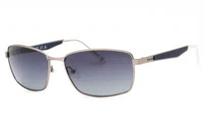 Timberland Tb9233 Polarized Rectangular Metal Sunglasses In Silver