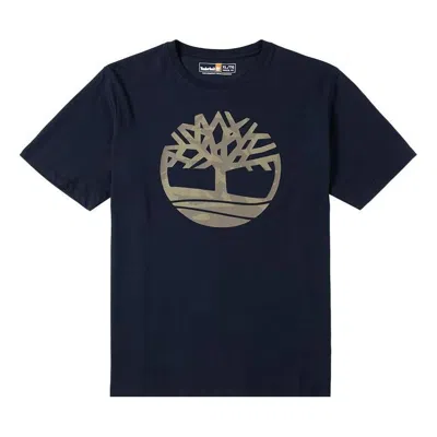 Timberland Tree Logo T-shirt 'navy Camou' In Black