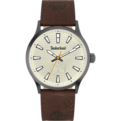 Timberland Trumbull Leather Strap Watch, 45mm In Brown