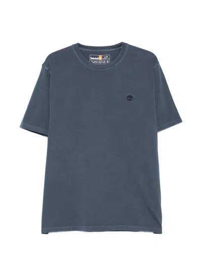 Timberland T-shirt In Cotone Blu Con Logo  In Blue