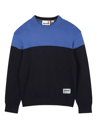 Timberland Two-tone Crew-neck Sweater In Blue