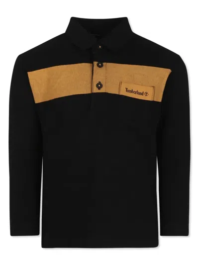 Timberland Kids' Two-tone Polo Shirt In Black