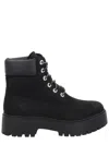 Timberland Stone Street Leather Platform Ankle Boots In Black