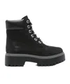 Timberland Stone Street Leather Platform Ankle Boots In Black