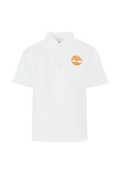 Timberland Kids' White Polo Shirt For Boy With Logo