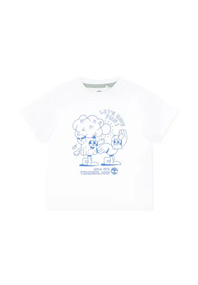 Timberland White T-shirt For Baby Boy With Tree And Writing