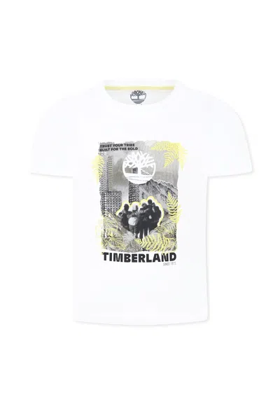 Timberland Kids' White T-shirt For Boy With Logo