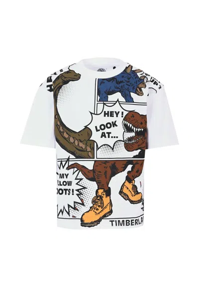 Timberland Kids' White T-shirt With For Boy With Logo In Multi