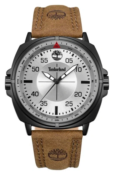 Timberland Williston Leather Strap Watch, 48mm In Neutral