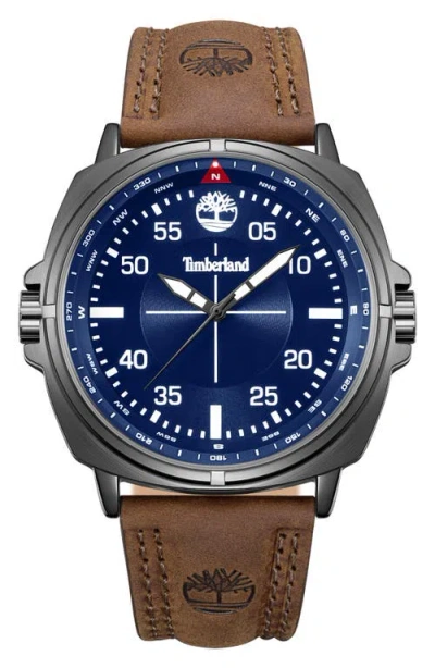 Timberland Williston Leather Strap Watch, 48mm In Orange