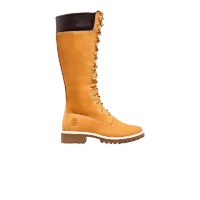 Pre-owned Timberland Wmns 14 Inch Premium 'wheat Nubuck' In Brown