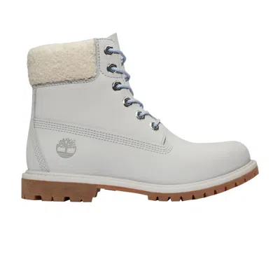 Pre-owned Timberland Wmns 6 Inch Premium Boot 'light Grey Blue Fur Collar' | Women's Size 6