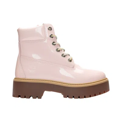 Pre-owned Timberland Wmns 6 Inch Stone Street Waterproof Boot 'patent Leather - Light Pink' | Women's Size 6.5