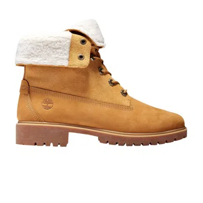 Pre-owned Timberland Wmns Jayne Waterproof Fleece Fold-down Boot 'wheat' | Tan | Women's Size 9
