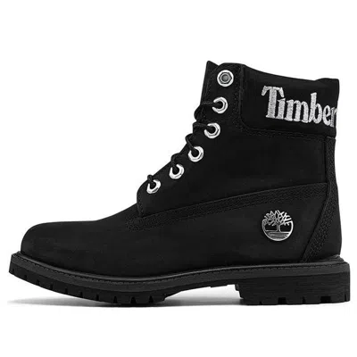 Timberland (wmns)  6 Inch Premium Waterproof Boots 'black Nubuck With Silver Logo'
