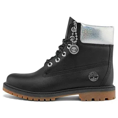 Timberland (wmns)  Heritage 6 Inch Waterproof Boots 'black Full Grain With Silver Collar'