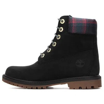 Timberland (wmns)  Heritage 6 Inch Waterproof Boots 'black Nubuck With Pink Teal Plaid'