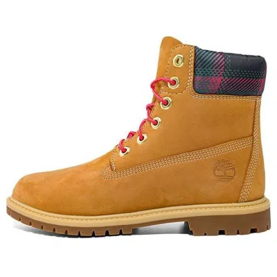 Timberland (wmns)  Heritage 6 Inch Waterproof Boots 'wheat Nubuck With Pink Teal Plaid'