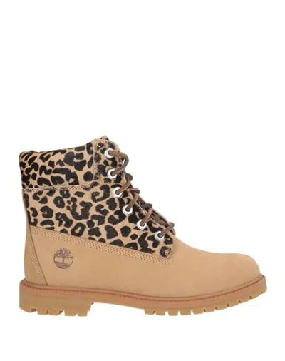Timberland Woman Ankle Boots Camel Size 8 Leather In Nude