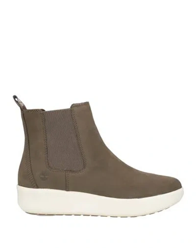 Timberland Woman Ankle Boots Military Green Size 8.5 Leather