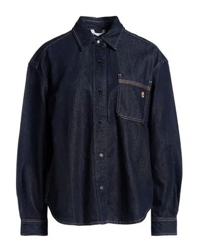 Timberland Woman Denim Shirt Blue Size L Cotton, Lyocell