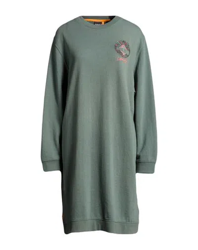 Timberland Woman Mini Dress Sage Green Size Xs Cotton, Polyester