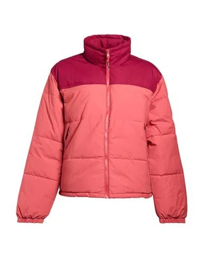 Timberland Woman Puffer Coral Size Xxl Cotton, Nylon In Pink
