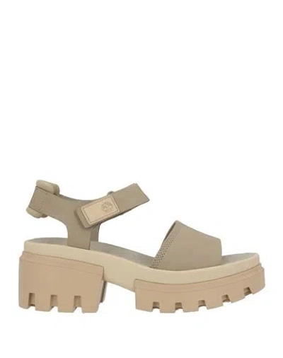 Timberland Woman Sandals Grey Size 7.5 Leather In Gray