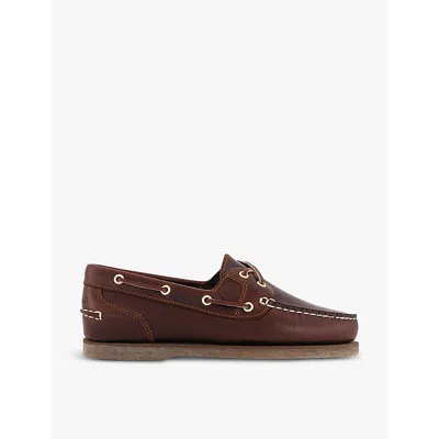 Timberland Womens Brown Classic Three-eye Leather Boat Shoes