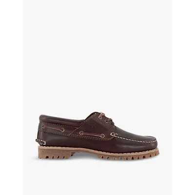 Timberland Womens Brown Noreen Three-eye Leather Boat Shoes