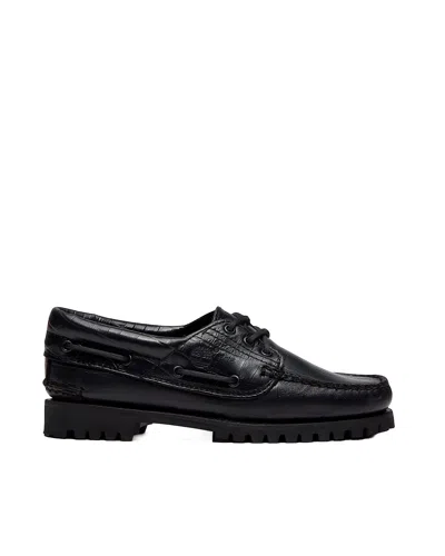 Timberland Women's Leather Boat Shoe With Lug Sole In Black