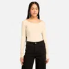 Timberland Women's Slim Fit Long-sleeve T-shirt In Beige