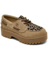Timberland Women's Stone Street 3-eye Leopard Print Platform Boat Shoes From Finish Line In Brown