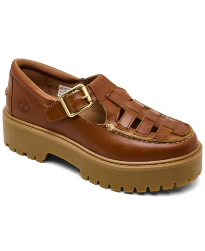 Timberland Women's Stone Street Mary Jane Platform Buckle Shoes From Finish Line In Brown