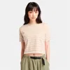 Timberland Women's Striped Cropped Short Sleeve T-shirt In Neutral